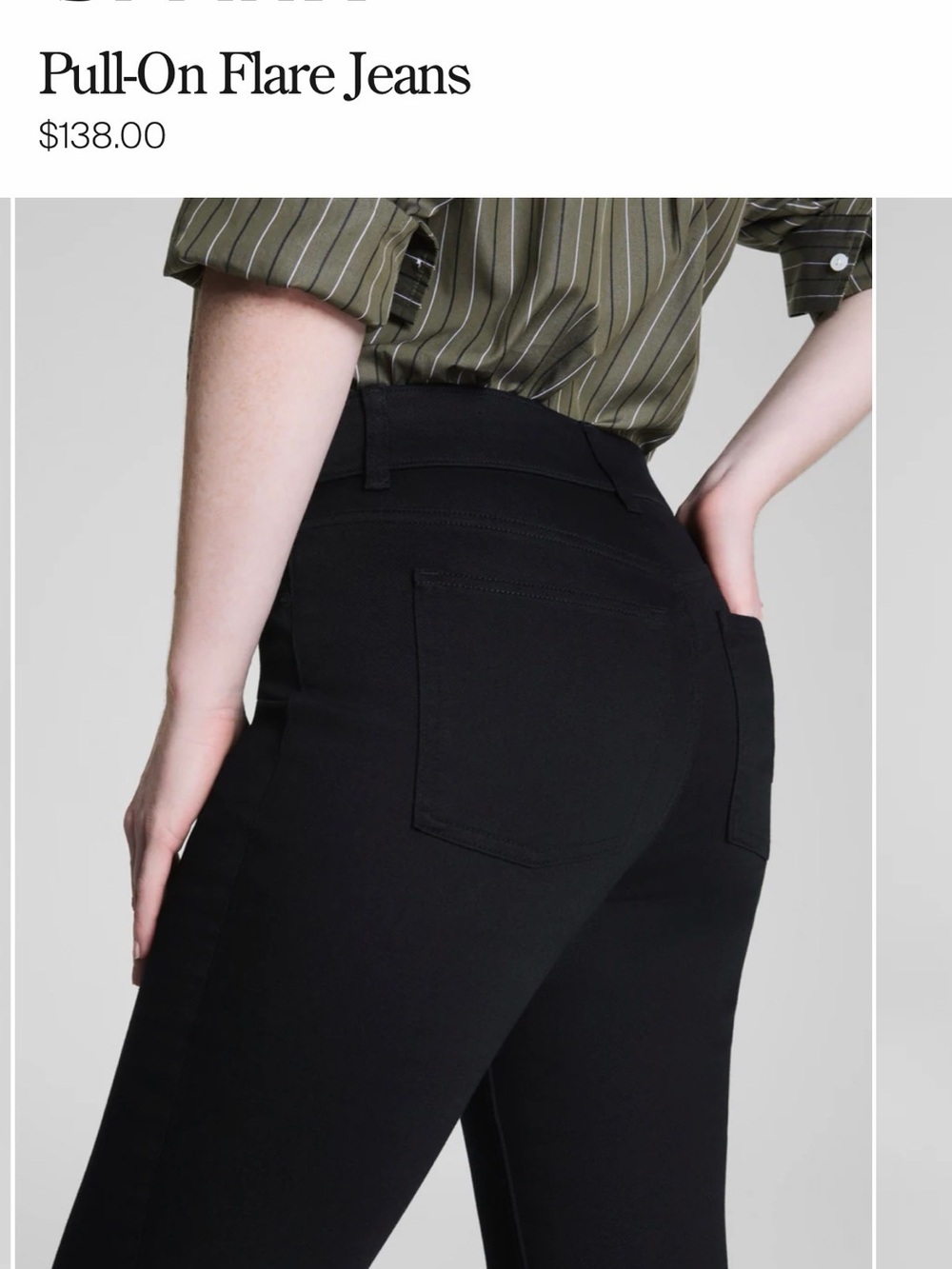 SPANX High-Rise Pull-On Flare Jeans in Black - Picture 2 of 8